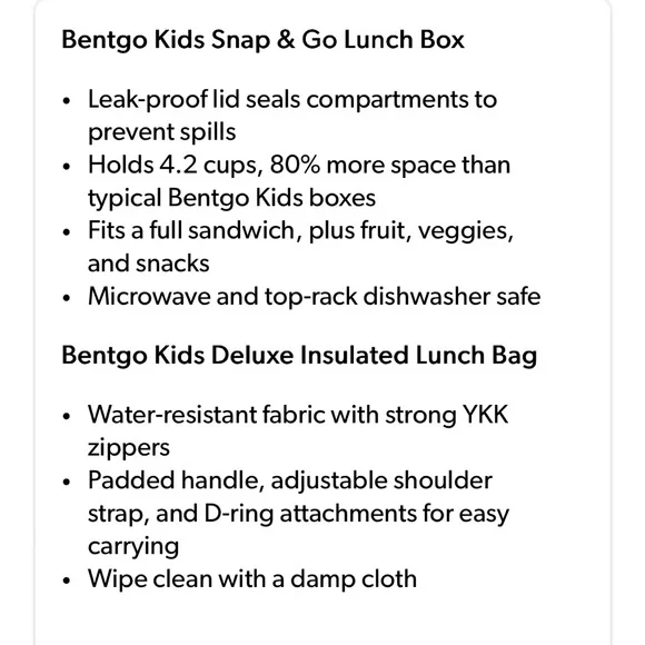 NIB Kids Bentgo Lunch Bag Set - Picture 5 of 6